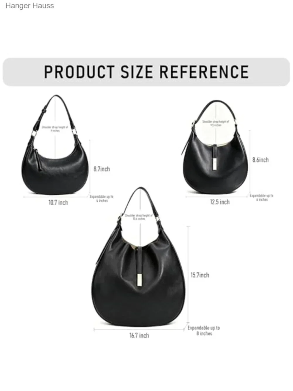 Women's Faux Leather Hobo Shoulder Bag with Adjustable Strap